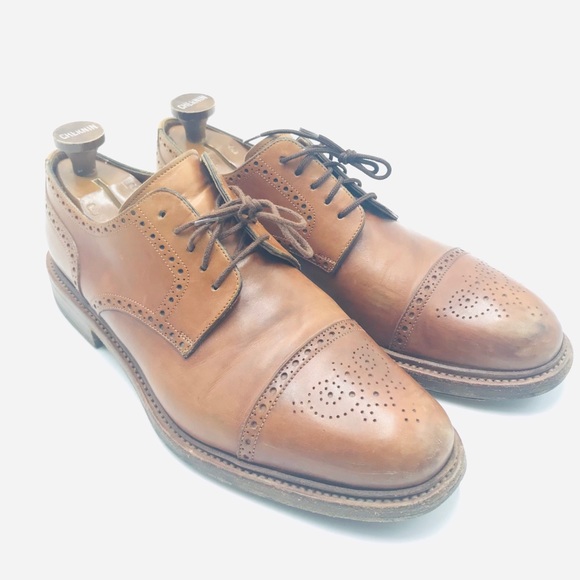 Santoni good year brown leather oxfords cap toe main image 5